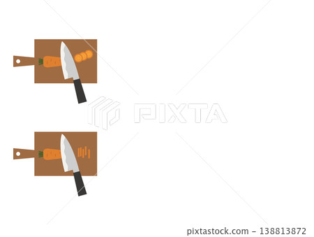 Illustrations of different ways to cut carrots (sliced, julienned, cooking process, recipe, white background) 138813872