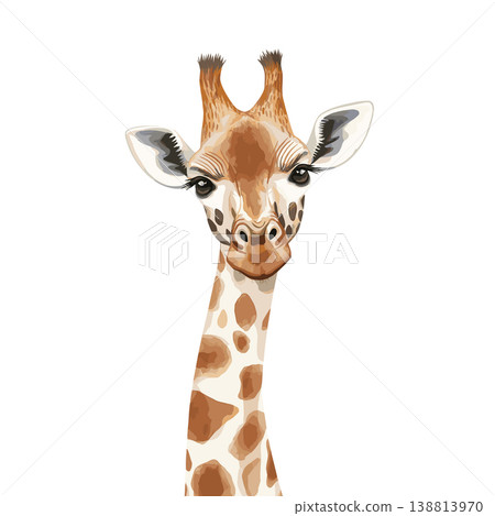 Giraffe Centre. Giraffe Centre hand drawn watercolor illustration on white background 138813970