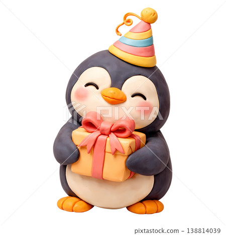 penguin with birthday gift  138814039