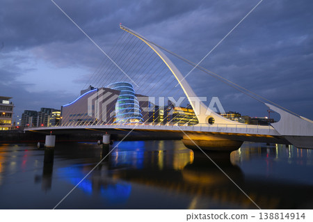 the Samuel Beckett Bridge in Dublin, Ireland the Samuel Beckett Bridge in Dublin, Ireland 138814914