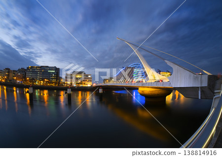 the Samuel Beckett Bridge in Dublin, Ireland the Samuel Beckett Bridge in Dublin, Ireland 138814916
