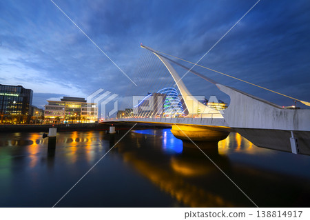 the Samuel Beckett Bridge in Dublin, Ireland the Samuel Beckett Bridge in Dublin, Ireland 138814917