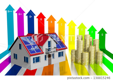3D solar/ photovoltaic panels concept, efficiency/ power chart 3D solar/ photovoltaic panels concept, efficiency/ power chart 138815246