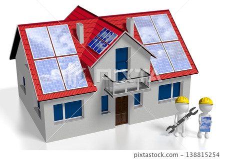 3D solar/ photovoltaic panels concept - installation/ montage company 3D solar/ photovoltaic panels concept - installation/ montage company 138815254