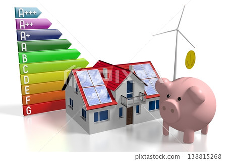 3D solar panels/ photovoltaic panels - saving concept 138815268