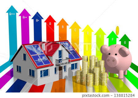3D solar/ photovoltaic panels concept, efficiency/ power chart 3D solar/ photovoltaic panels concept, efficiency/ power chart 138815284