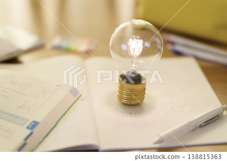 Study tools and light bulbs of inspiration 138815363