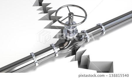 Gas pipeline and valve - 3D illustration Gas pipeline and valve - 3D illustration 138815540