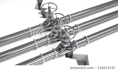 Gas pipelines and valves - 3D illustration 138815542