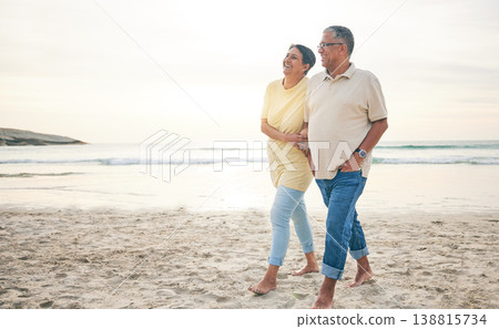Love, walking and senior couple at the beach happy, relax and bond in nature together. Ocean, embrace and old people at the sea for travel, vacation and enjoy retirement with holiday, freedom or walk Love, walking and senior couple at the beach happy, relax and bond in nature together. Ocean, embrace and old people at the sea for travel, vacation and enjoy retirement with holiday, freedom or walk 138815734