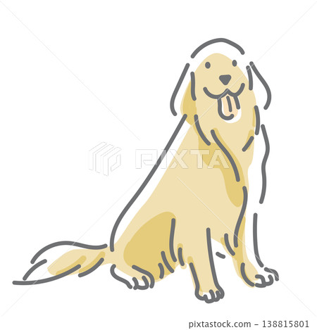 A sitting Golden Retriever - a simple and stylish line drawing illustration. A sitting Golden Retriever - a simple and stylish line drawing illustration. 138815801