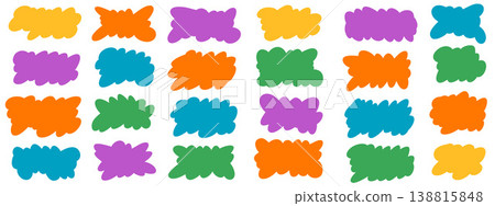 Colorful cloud shapes bubble for frame set. Naive fluffy speech and label stickers. Promo badge cute for flat design. Childish funky blobs callouts for messages. Vector fluffy label for promotion Colorful cloud shapes bubble for frame set. Naive fluffy speech and label stickers. Promo badge cute for flat design. Childish funky blobs callouts for messages. Vector fluffy label for promotion 138815848