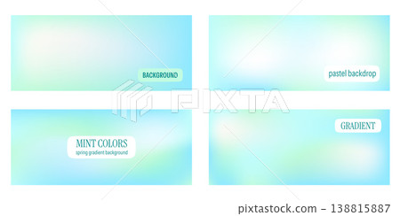 Mint blue gradient set in pastel green with soft blur and nature spring tones. Fresh gradation backgrounds with summer glow for web banner. Smooth vector backdrops in aqua degrade and warm light Mint blue gradient set in pastel green with soft blur and nature spring tones. Fresh gradation backgrounds with summer glow for web banner. Smooth vector backdrops in aqua degrade and warm light 138815887