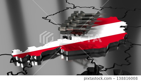 Austria - missiles on country map and flag - 3D illustration Austria - missiles on country map and flag - 3D illustration 138816008