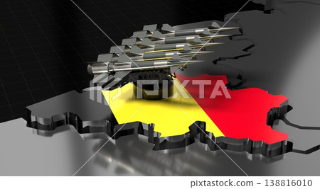 Belgium - missiles on country map and flag - 3D illustration Belgium - missiles on country map and flag - 3D illustration 138816010