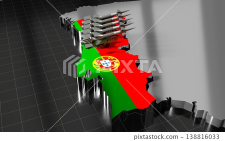 Portugal - missiles on country map and flag - 3D illustration Portugal - missiles on country map and flag - 3D illustration 138816033