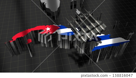 Cuba - missiles on country map and flag - 3D illustration Cuba - missiles on country map and flag - 3D illustration 138816047