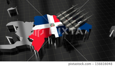 Dominican Republic - missiles on country map and flag - 3D illustration Dominican Republic - missiles on country map and flag - 3D illustration 138816048