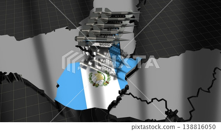 Guatemala - missiles on country map and flag - 3D illustration Guatemala - missiles on country map and flag - 3D illustration 138816050