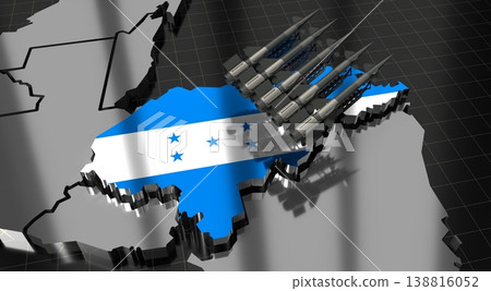 Honduras - missiles on country map and flag - 3D illustration 138816052