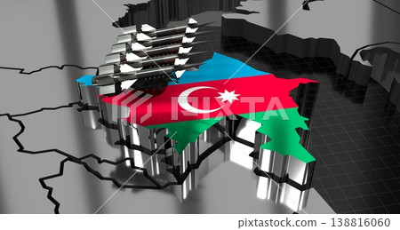 Azerbaijan - missiles on country map and flag - 3D illustration 138816060