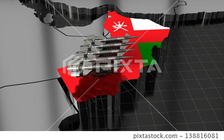 Oman - missiles on country map and flag - 3D illustration 138816081