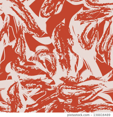 Brushstroke Pattern For Textile Design In Terracotta And Beige Brushstroke Pattern For Textile Design In Terracotta And Beige 138816489