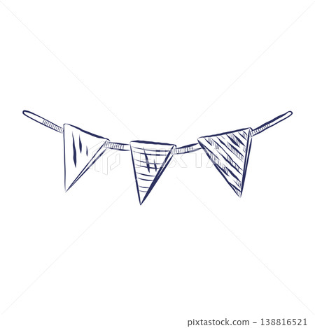 Hand-drawn garland flags on a string. A decorative holiday garland with triangular flags for a celebration, hand-painted in watercolor. A nautical-themed illustration for a festive event decoration. Hand-drawn garland flags on a string. A decorative holiday garland with triangular flags for a celebration, hand-painted in watercolor. A nautical-themed illustration for a festive event decoration. 138816521