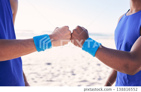 Beach, hands or men fist bump for teamwork, partnership or unity in fitness or sports community together. Volleyball, friends or closeup of people with goals, support or motivation in collaboration Beach, hands or men fist bump for teamwork, partnership or unity in fitness or sports community together. Volleyball, friends or closeup of people with goals, support or motivation in collaboration 138816552