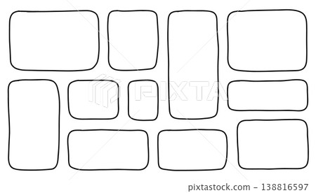 Hand-drawn outline doodle frames with rounded rectangle shapes in a casual sketch style, ideal for notes, labels, stickers, and creative design elements. Vector illustration Hand-drawn outline doodle frames with rounded rectangle shapes in a casual sketch style, ideal for notes, labels, stickers, and creative design elements. Vector illustration 138816597