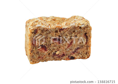 Whole grain homemade bread isolated on white background. Rustic traditional bakery. Piece of bread. Whole grain homemade bread isolated on white background. Rustic traditional bakery. Piece of bread. 138816715