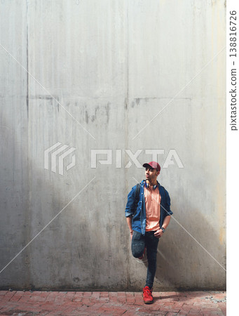 Young man, student and relax against wall, headphones and music on university campus with future and mindset. Gen z, scholarship and male person at college, mockup space with studying and thinking Young man, student and relax against wall, headphones and music on university campus with future and mindset. Gen z, scholarship and male person at college, mockup space with studying and thinking 138816726