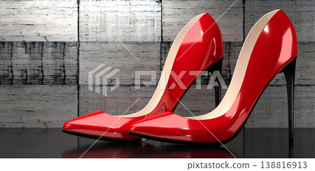 Red high heel shoes - 3D illustration Red high heel shoes - 3D illustration 138816913