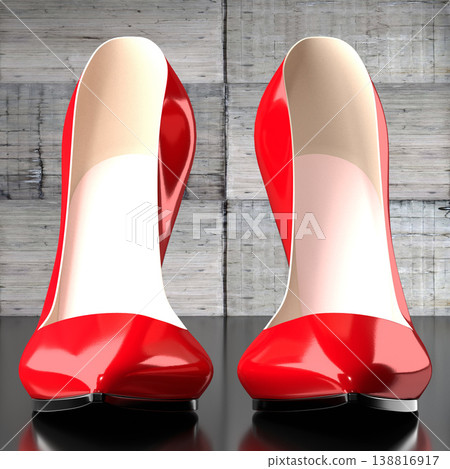 Red high heel shoes - 3D illustration 138816917