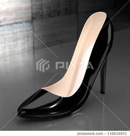 Black high heel shoe - 3D illustration 138816931
