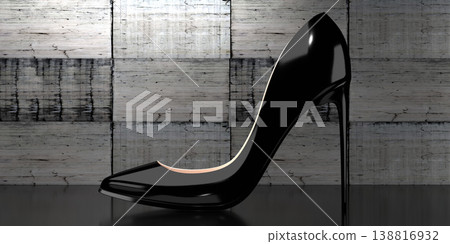 Black high heel shoe - 3D illustration Black high heel shoe - 3D illustration 138816932