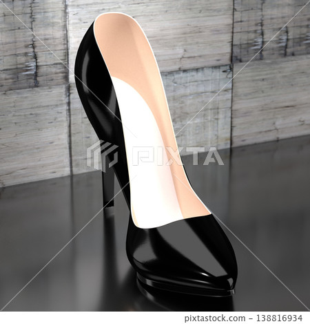 Black high heel shoe - 3D illustration Black high heel shoe - 3D illustration 138816934
