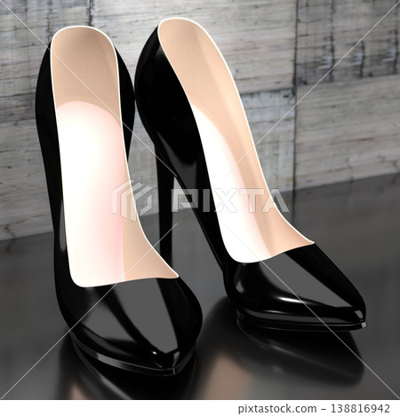Black high heel shoes - 3D illustration Black high heel shoes - 3D illustration 138816942
