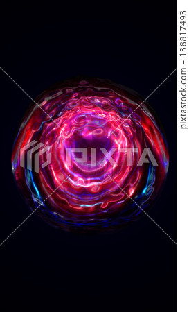 Glowing red energy orb with swirling plasma patterns on dark background, futuristic abstract sphere Glowing red energy orb with swirling plasma patterns on dark background, futuristic abstract sphere 138817493