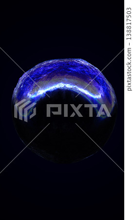 Dark blue planet-like sphere with electric aurora texture and glowing rim light, isolated on black, cosmic sci-fi concept with dramatic atmosphere Dark blue planet-like sphere with electric aurora texture and glowing rim light, isolated on black, cosmic sci-fi concept with dramatic atmosphere 138817503