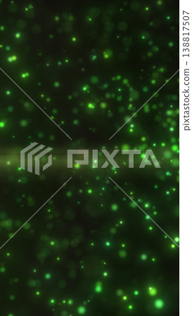 Green floating bokeh particles on dark background with soft glow and atmospheric dust sparkle Green floating bokeh particles on dark background with soft glow and atmospheric dust sparkle 138817507