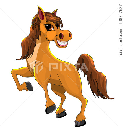 A cute horse smiles joyfully 138817627