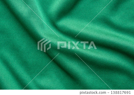 Green sports clothing fabric football shirt jersey texture close up Green sports clothing fabric football shirt jersey texture close up 138817691