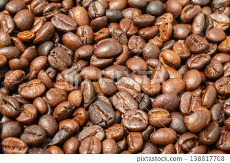 Fresh premium roasted brown Arabica coffee beans background Fresh premium roasted brown Arabica coffee beans background 138817708