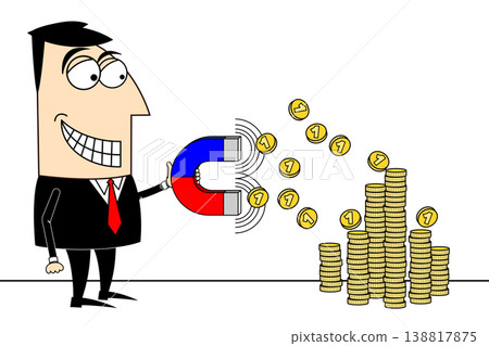 Businessman, golden coins clip-art Businessman, golden coins clip-art 138817875