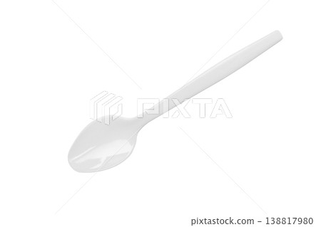 White small plastic spoon isolated on white background White small plastic spoon isolated on white background 138817980