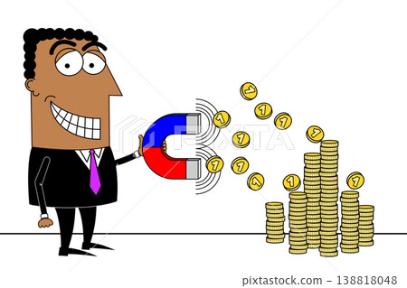 Black businessman, magnet, money Black businessman, magnet, money 138818048