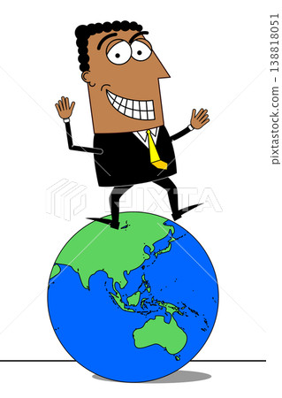 Black businessman, world map 138818051