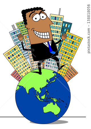 Black businessman, world map 138818056