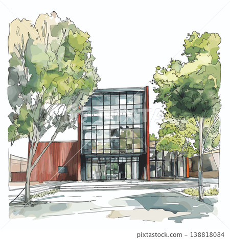 Johannesburg Apartheid Museum. Johannesburg Apartheid Museum hand drawn watercolor illustration on white background 138818084